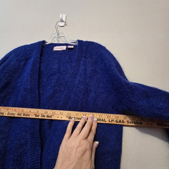 Vtg 80s 90s Pembroke Lane Mohair Blend Cardigan Sweater Womens MED Blue Preppy - Picture 7 of 10
